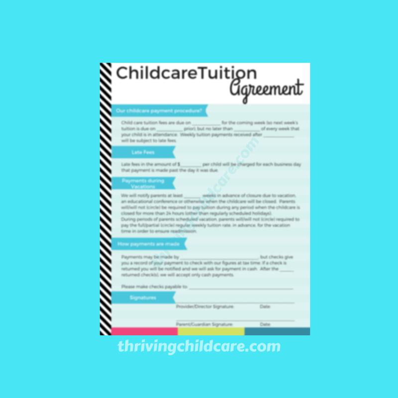 CHILDCARE TUITION AGREEMENT - Tuition Agreement for Childcare Provider –  ThrivingchildcareShop.com