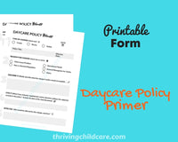 DAYCARE CHILDCARE POLICY PRIMER - Easily Create a New or Revise a Childcare Policy [INSTANT PRINTABLE/DOWNLOAD]