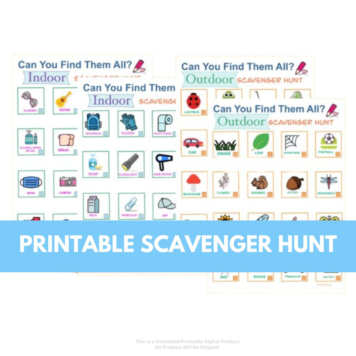 Scavenger Hunt Printable Game, Set of 4 [INSTANT PRINTABLE/DOWNLOAD ...