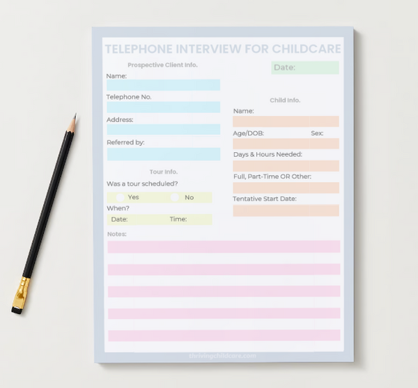 Telephone Interview Memo Notepad – ThrivingchildcareShop.com