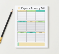 Daycare Grocery List Pad