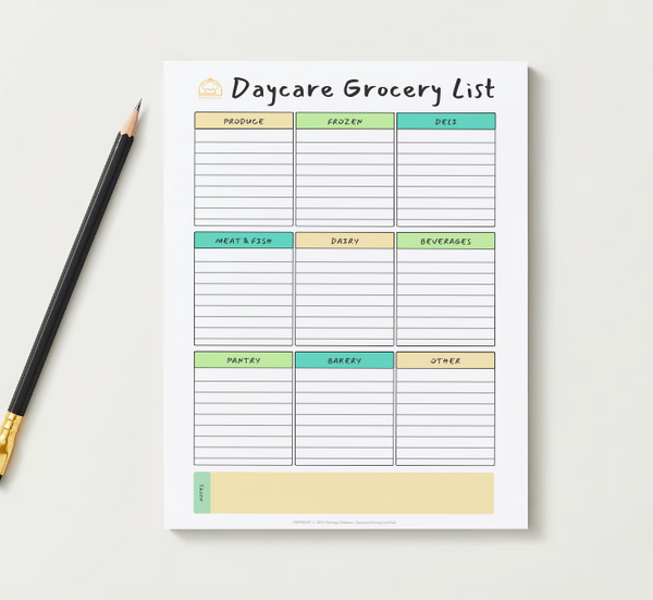Daycare Grocery List Pad ThrivingchildcareShop com Daycare Grocery List Pad ThrivingchildcareShop com