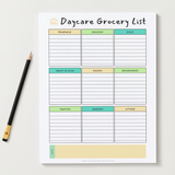 Daycare Grocery List Pad