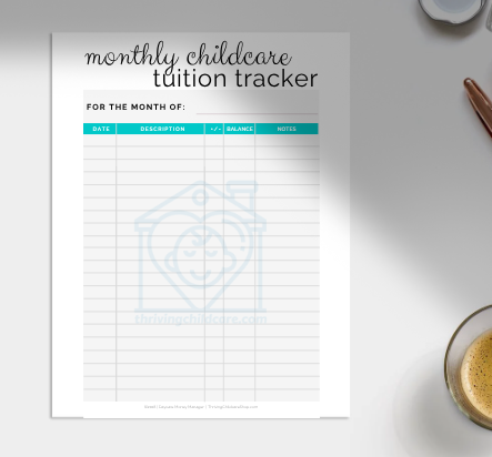 Daycare Money Manager | Monthly Daycare Tuition & Expenses Tracker [INSTANT PRINTABLE DOWNLOAD]