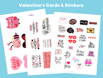 February Valentine Cards & Stickers Pack [INSTANT PRINTABLE/DOWNLOAD]