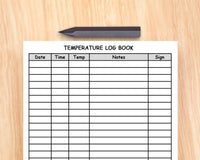 Temperature Log Book - For Childcare Providers {INSTANT PRINTABLE DOWNLOAD}