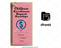 Childcare Enrollment Deposit Envelopes [INSTANT PRINTABLE/DOWNLOAD]