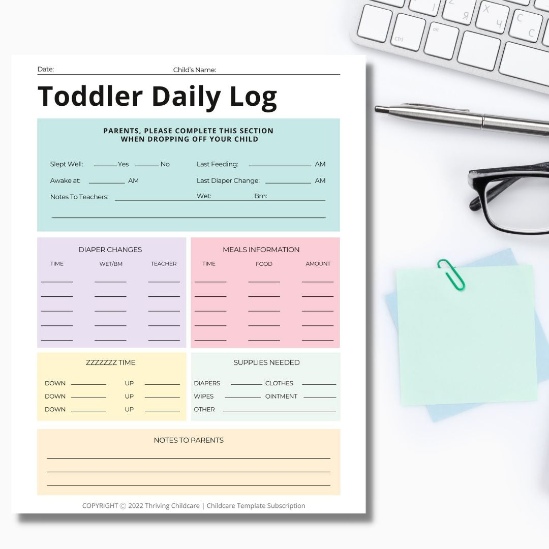 Daily Notes Report Log Forms - [INSTANT PRINTABLE/DOWNLOAD] – ThrivingchildcareShop.com for Free Printable Daycare Infant Daily Sheets
