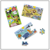 Melissa & Doug Amazing Animals Wooden Jigsaw Puzzles in a Box - 3 puzzles, 12 pcs each - CHILDCARE, DAYCARE, KID'S GIFT, FUNDRAISER