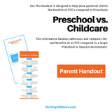 BROCHURE:  Preschool vs. Childcare