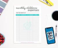 Monthly Daycare Expenses Tracker {INSTANT PRINTABLE DOWNLOAD}