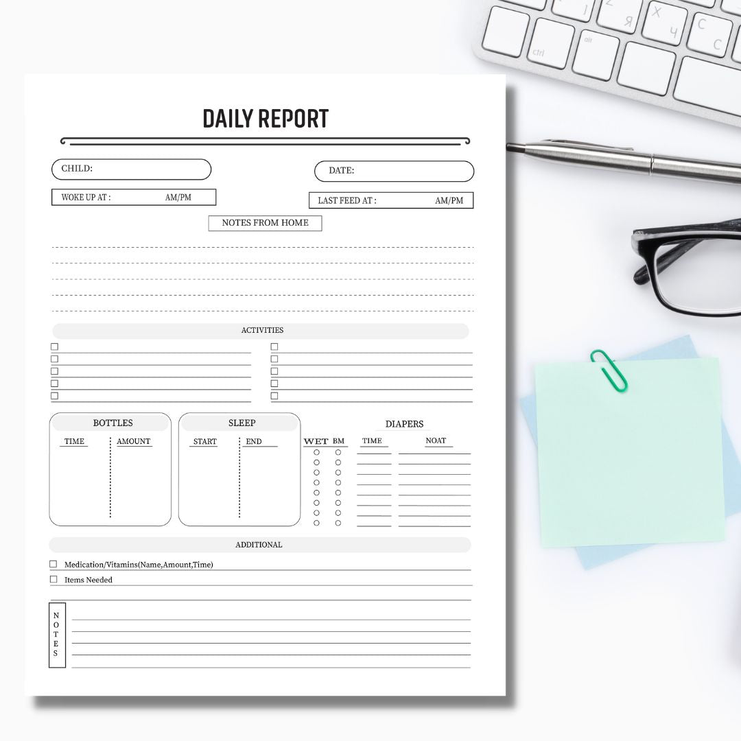 Daily Notes Report Log Forms - [INSTANT PRINTABLE/DOWNLOAD ...