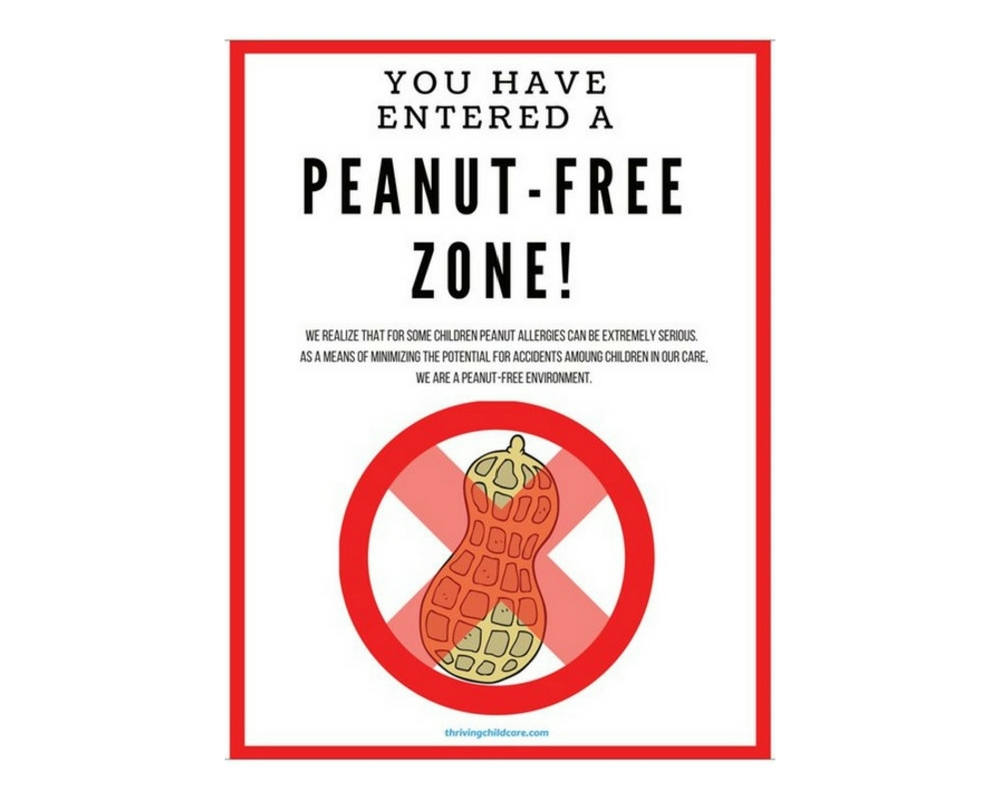 POSTER: Peanut-Free Zone! – ThrivingchildcareShop.com for Free Printable Peanut Free Zone Signs